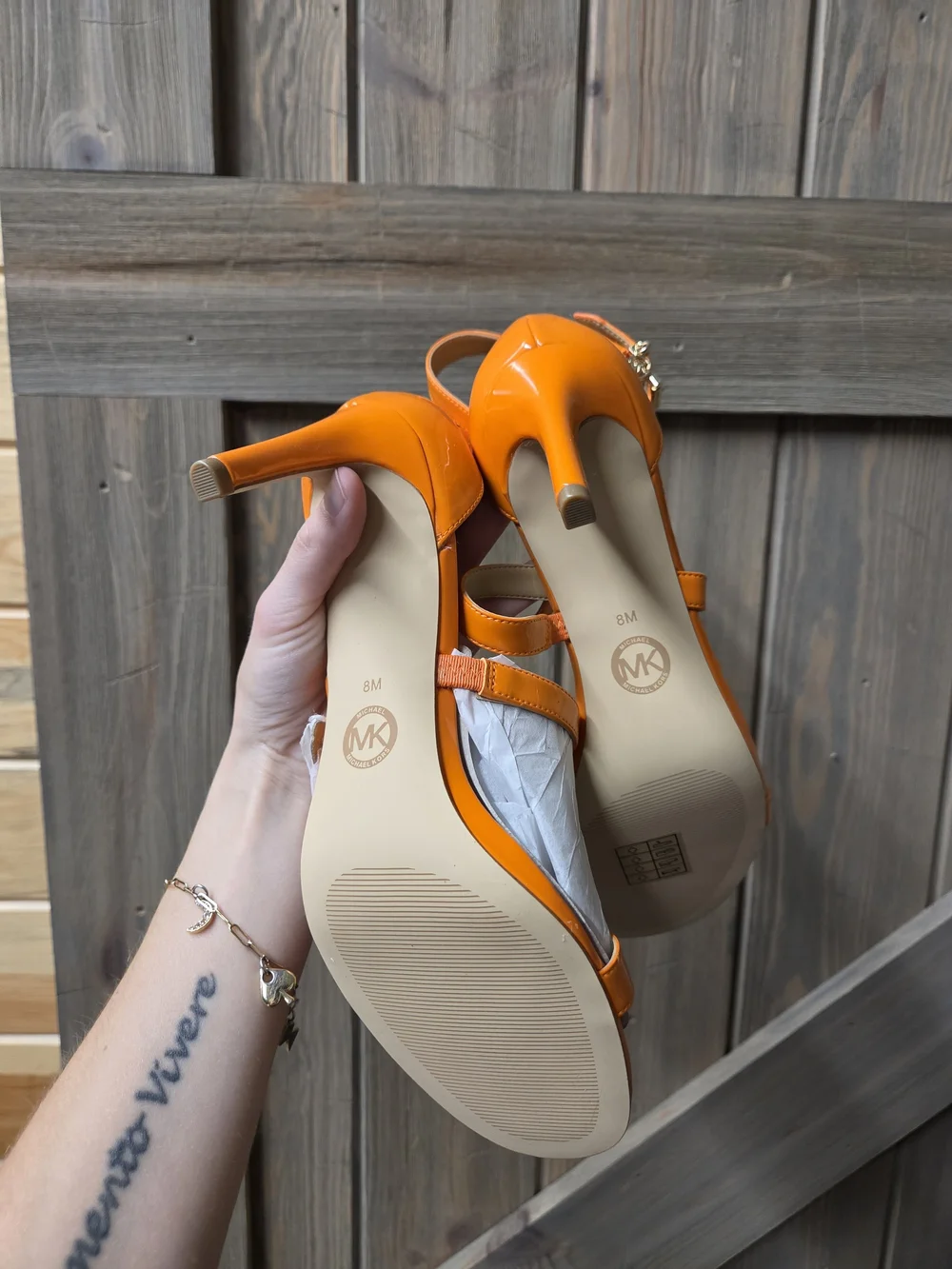 Michael Kors Vibrant Orange Patent Strappy Heel